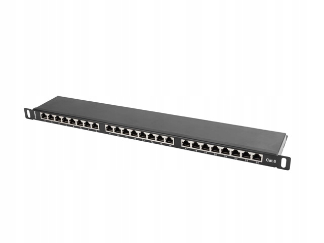 Patch panel szary Lanberg 24 0.5U 19 KAT.6 ekranowany