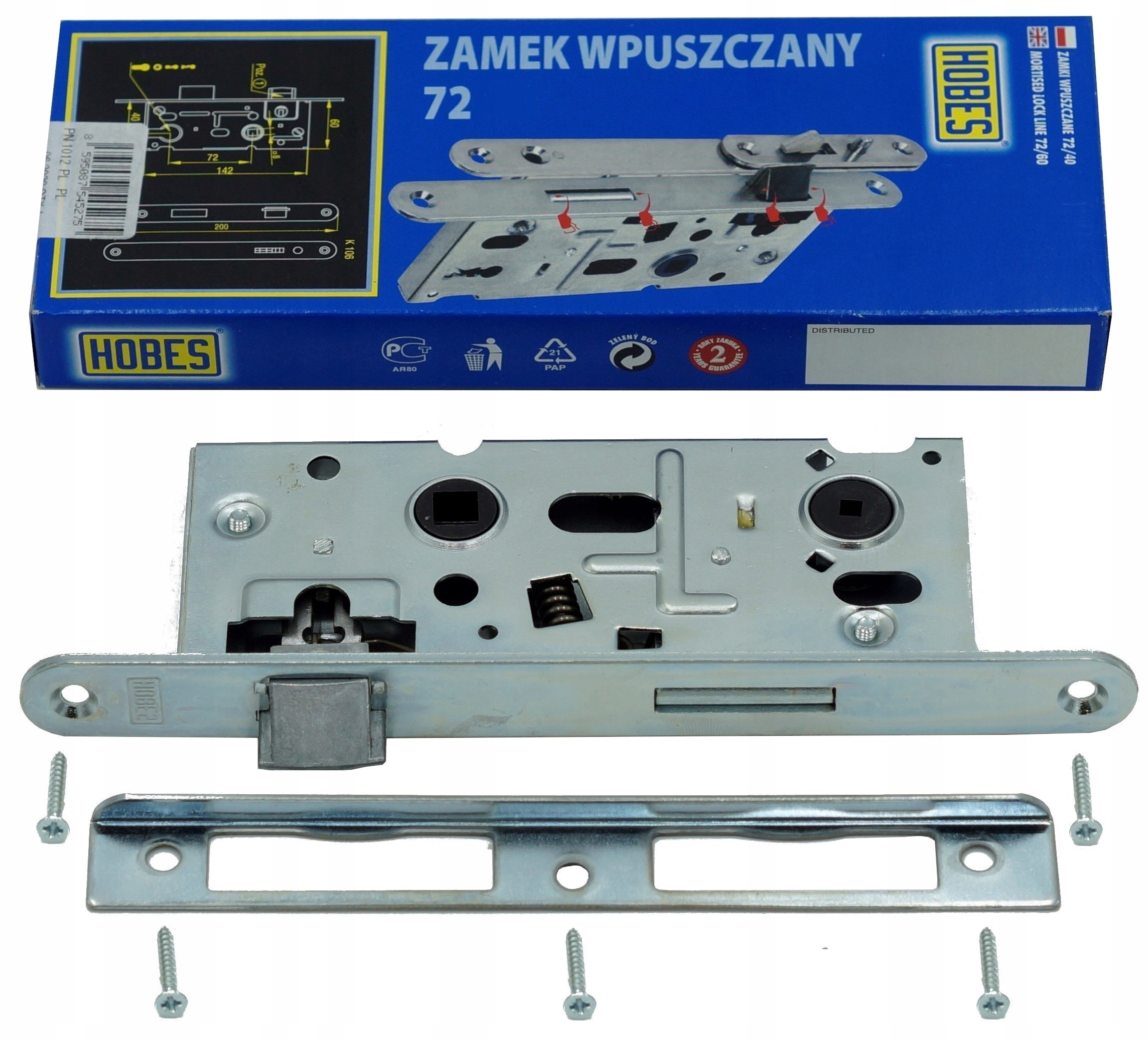 

Hobes Zamek Wpuszczany Do Drzwi 72/55 Wc K332 Lewy
