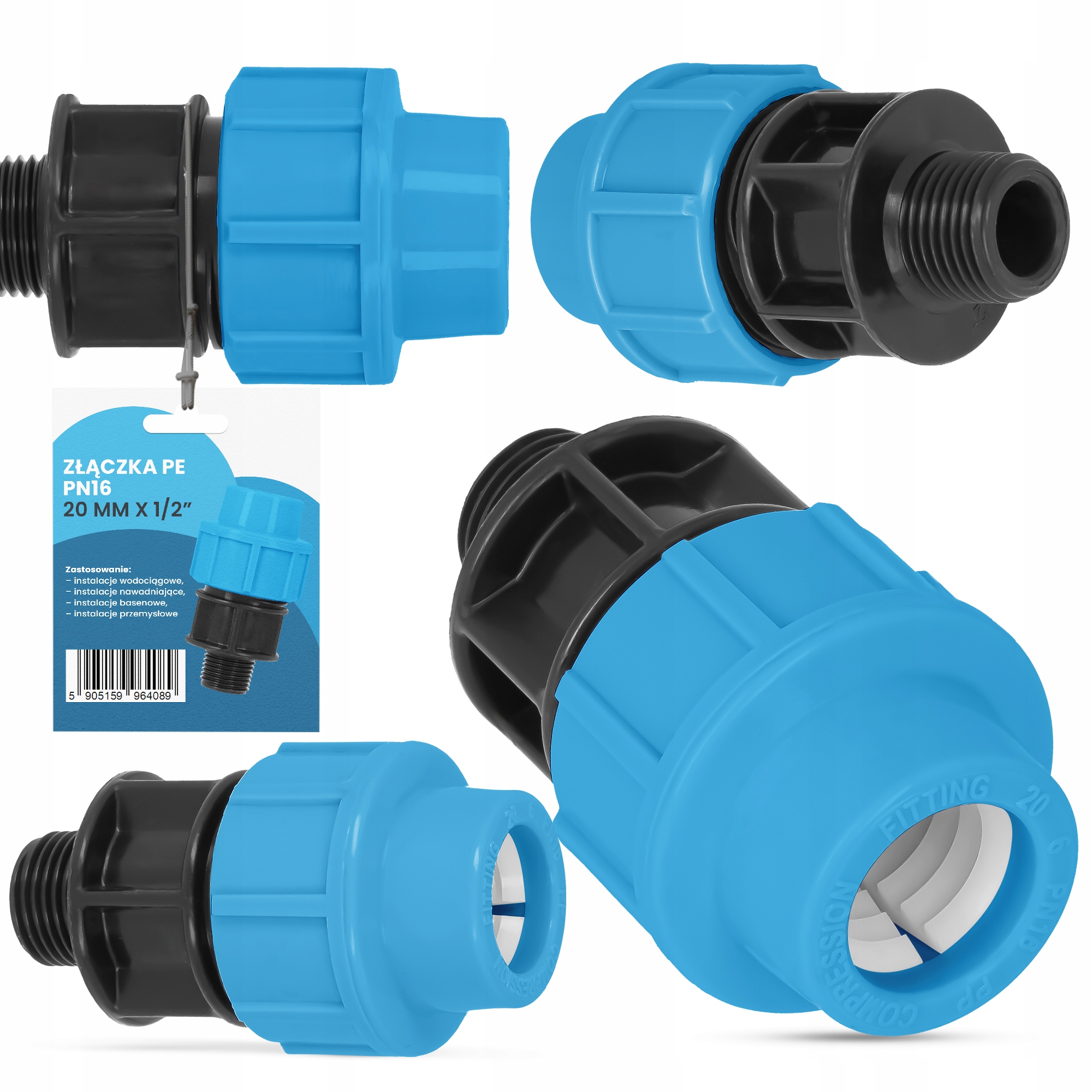 

Złączka PN16 Skręcana Pe Przelot Rury Linii 20x1/2