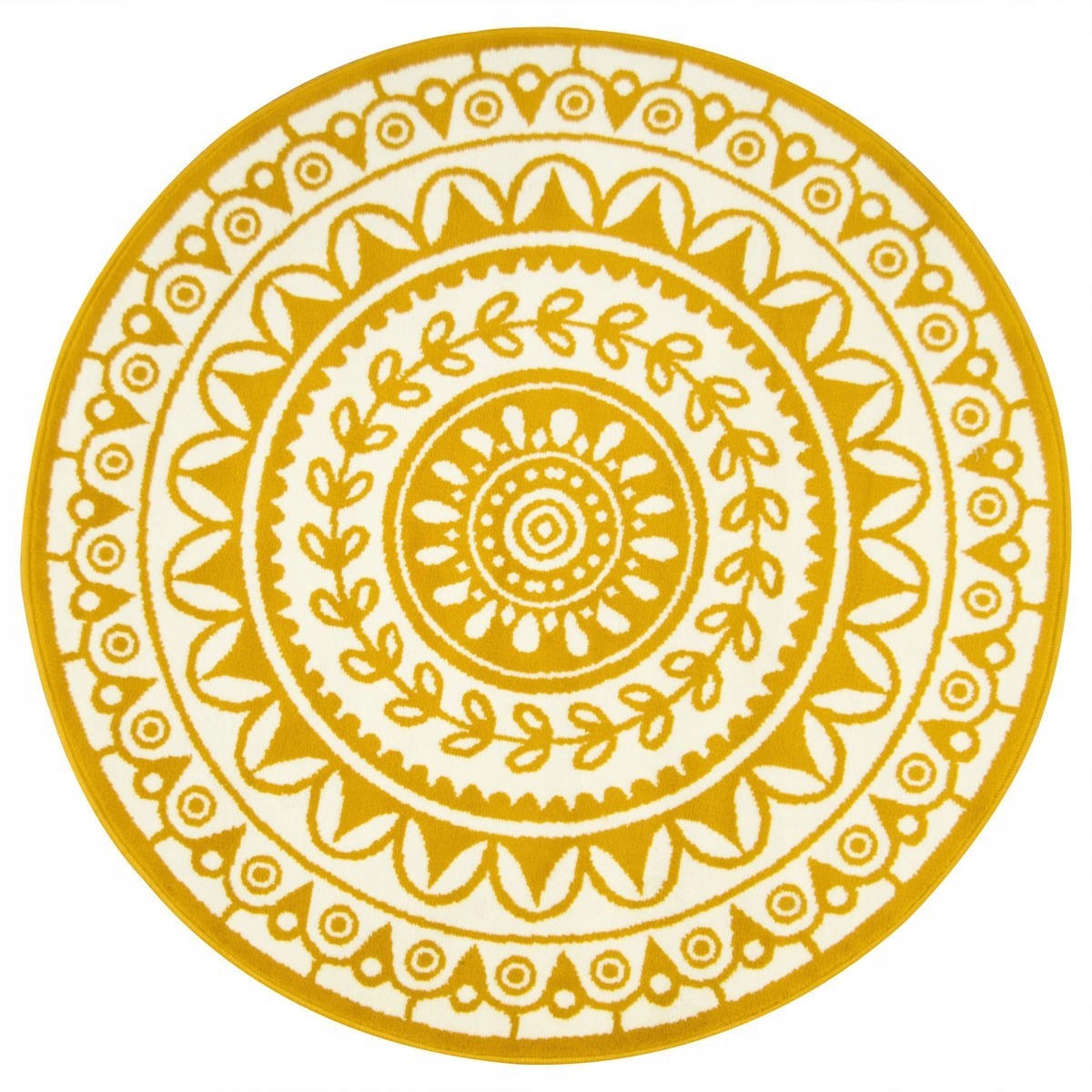 

śr. 140 cm Okrągły Dywan Ornamentowy Luna Żółty