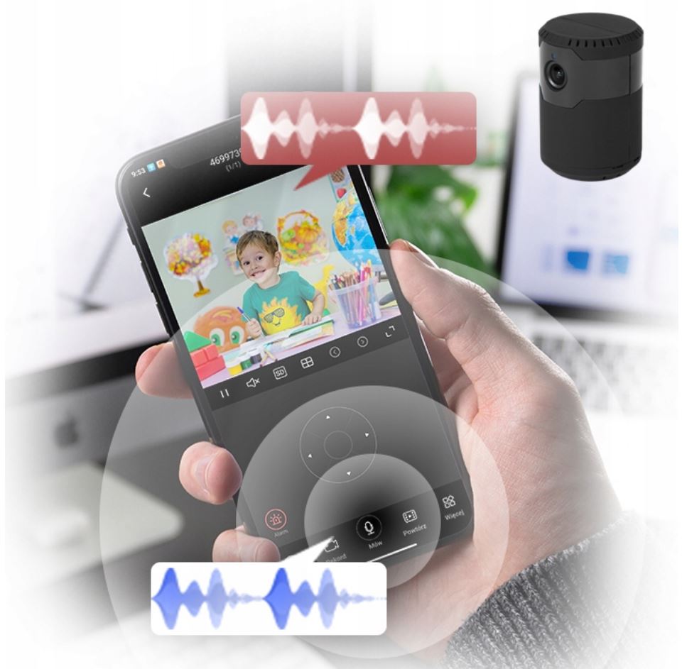 CYFROWA MINI KAMERA IP WiFi MONITORING WEWNĘTRZNA Wysokość produktu 7.4 cm