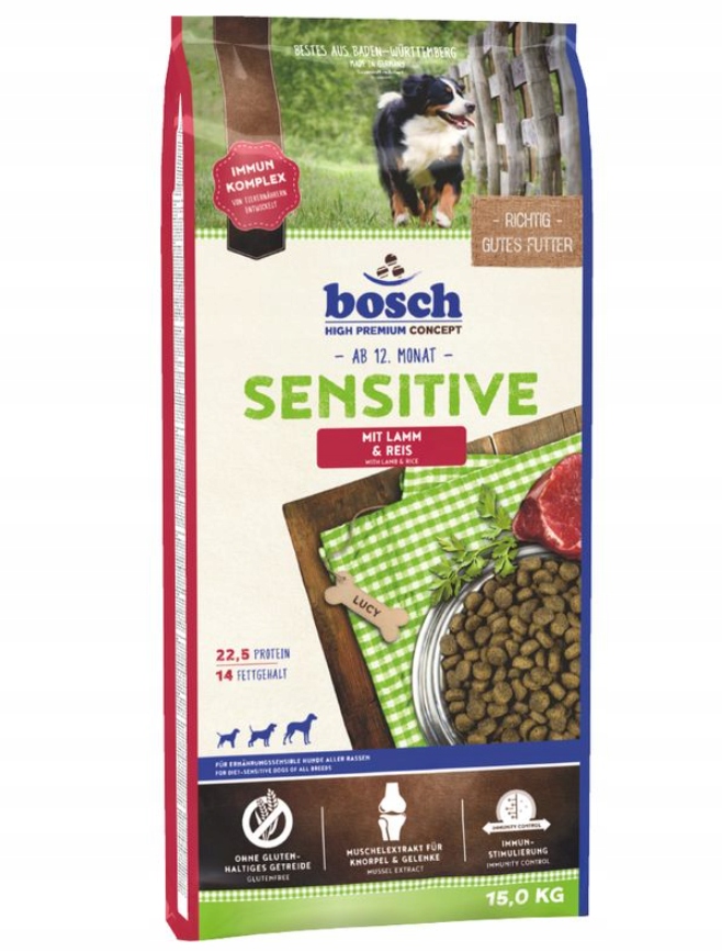 Bosch SENSITIvE Bez Zbóż Jagnięcina Z Ryżem 15 Kg