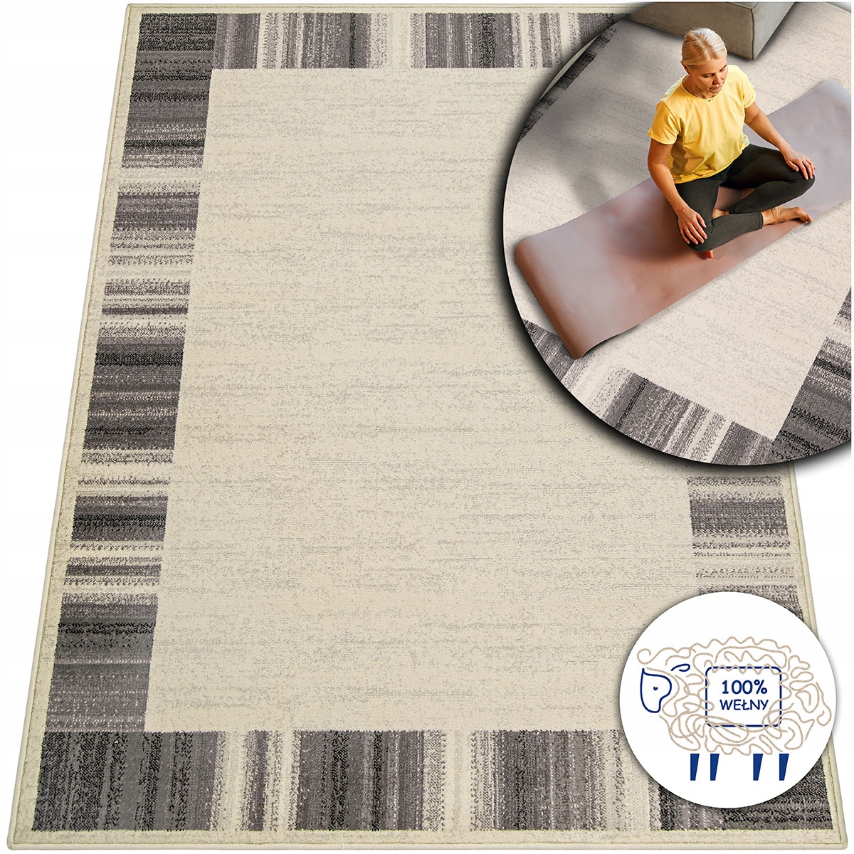 Koberec Vlněný Passion Boho Krémový Do Obývacího Pokoje Přírodní Moderní 60x110