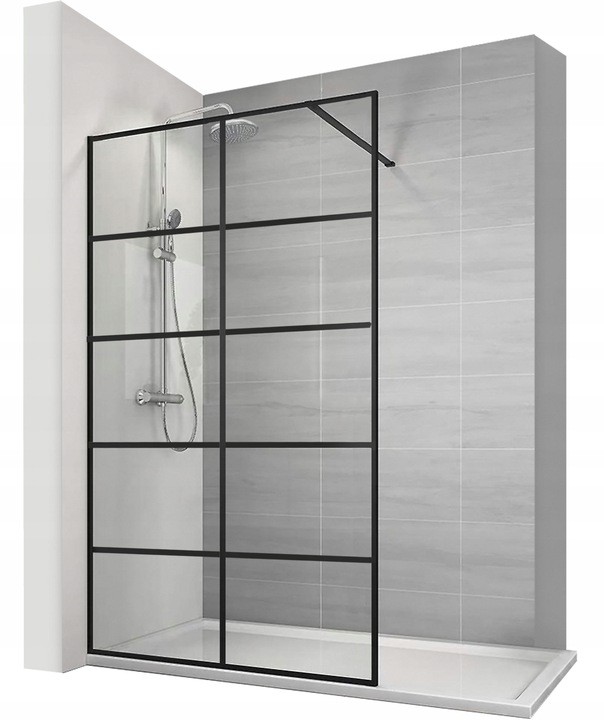 Ścianka Prysznicowa Walk-In Soleo Black Czarna 90