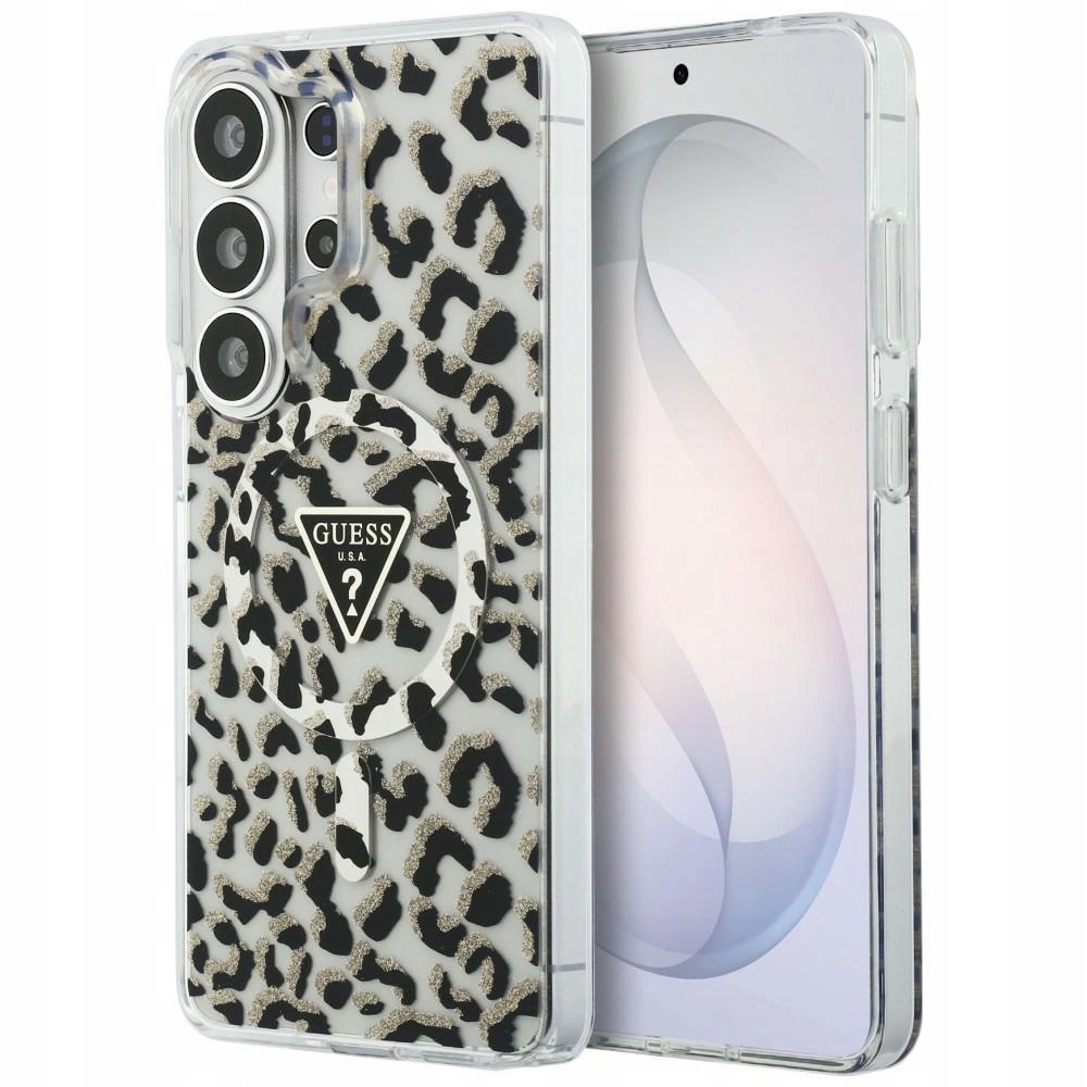 Pouzdro Guess pro Galaxy S26 Ultra, Leopard Print Triangle pro MagSafe, kryt