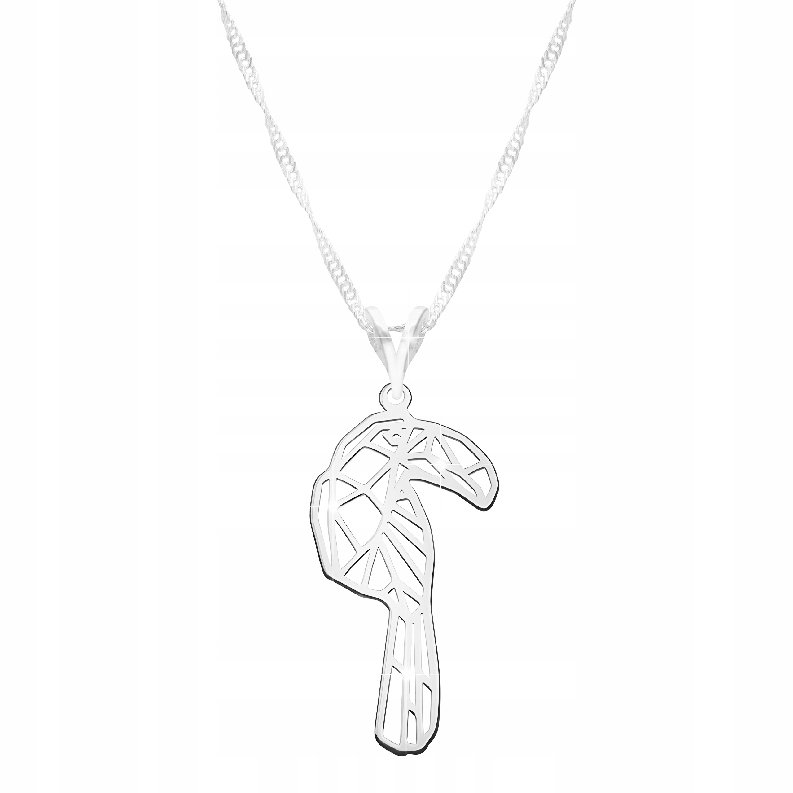 Stříbrný náhrdelník Pták Tukan Papoušek Origami Plech Ptáček Stříbro 925