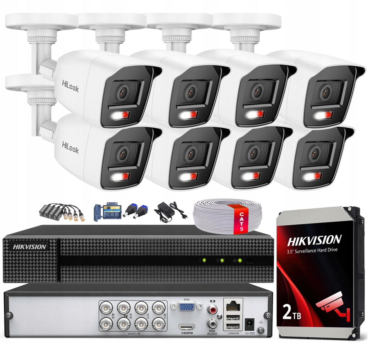 Venkovní monitorování Hilook By Hikvision 8 Kamer Analog 5MPX Hybrid Light