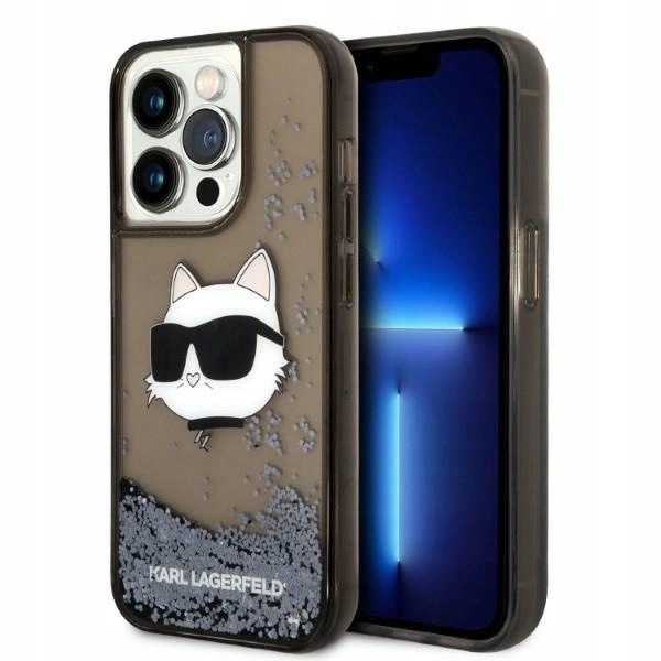 Pouzdro Karl Lagerfeld Glitter Choupette Head pro iPhone 14 Pro černé