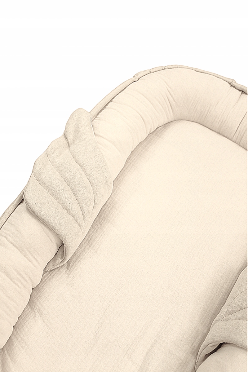 DUŻY ANIELSKI kokon niemowlęcy gniazdo BEŻOWY LITTLE ELITE POLSKI muślinowy Liczba elementów 1