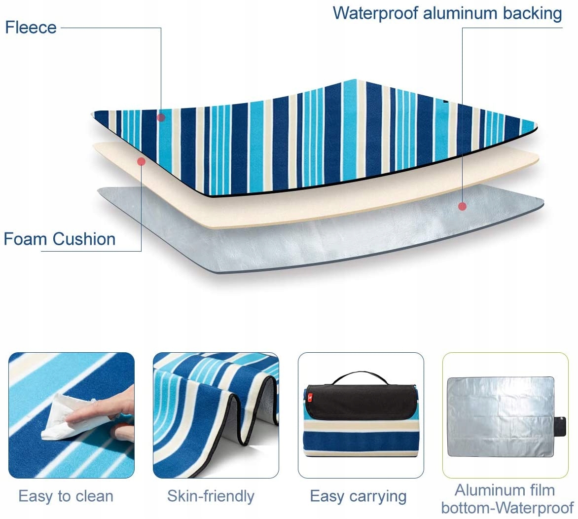 DUŻA MATA PIKNIKOWA KOC PLAŻOWY PIKNIKOWY IZOLACJA 3 warstwy 200cm WAKACJE Kod producenta mata Summer