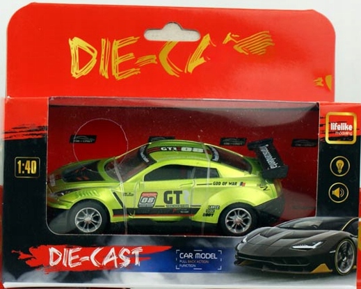 

Die Cast Samochód Auto Metal Led Dźwięk Napęd 1:40