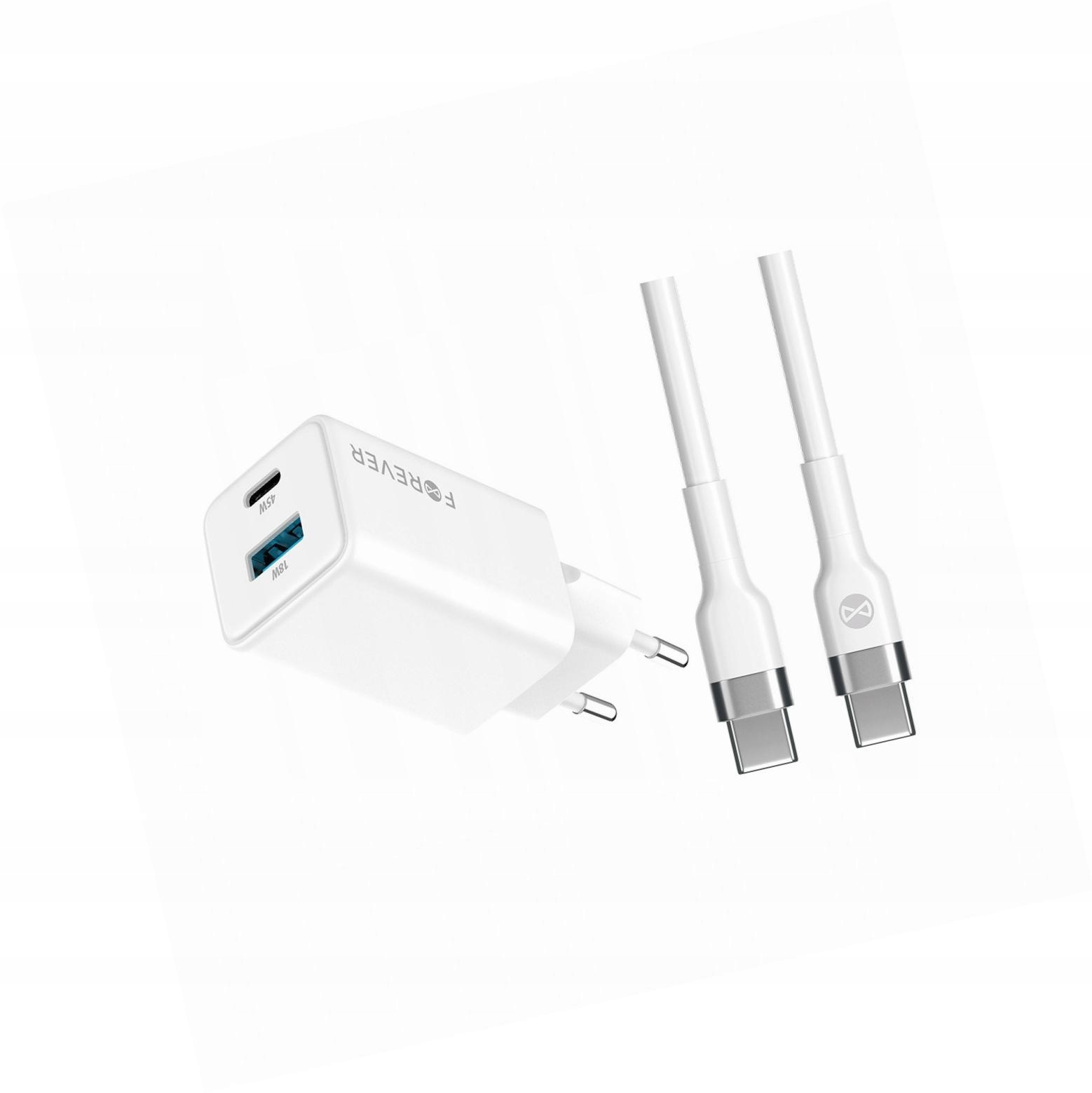 Szybka ładowarka GaN 45W 2 wejścia Usb i Usb-c z kablem do Oppo A53