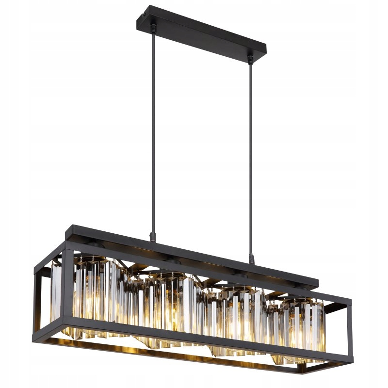 Závesná lampa Mathilde čierna matná 4xE27 s dymovými kryštálmi