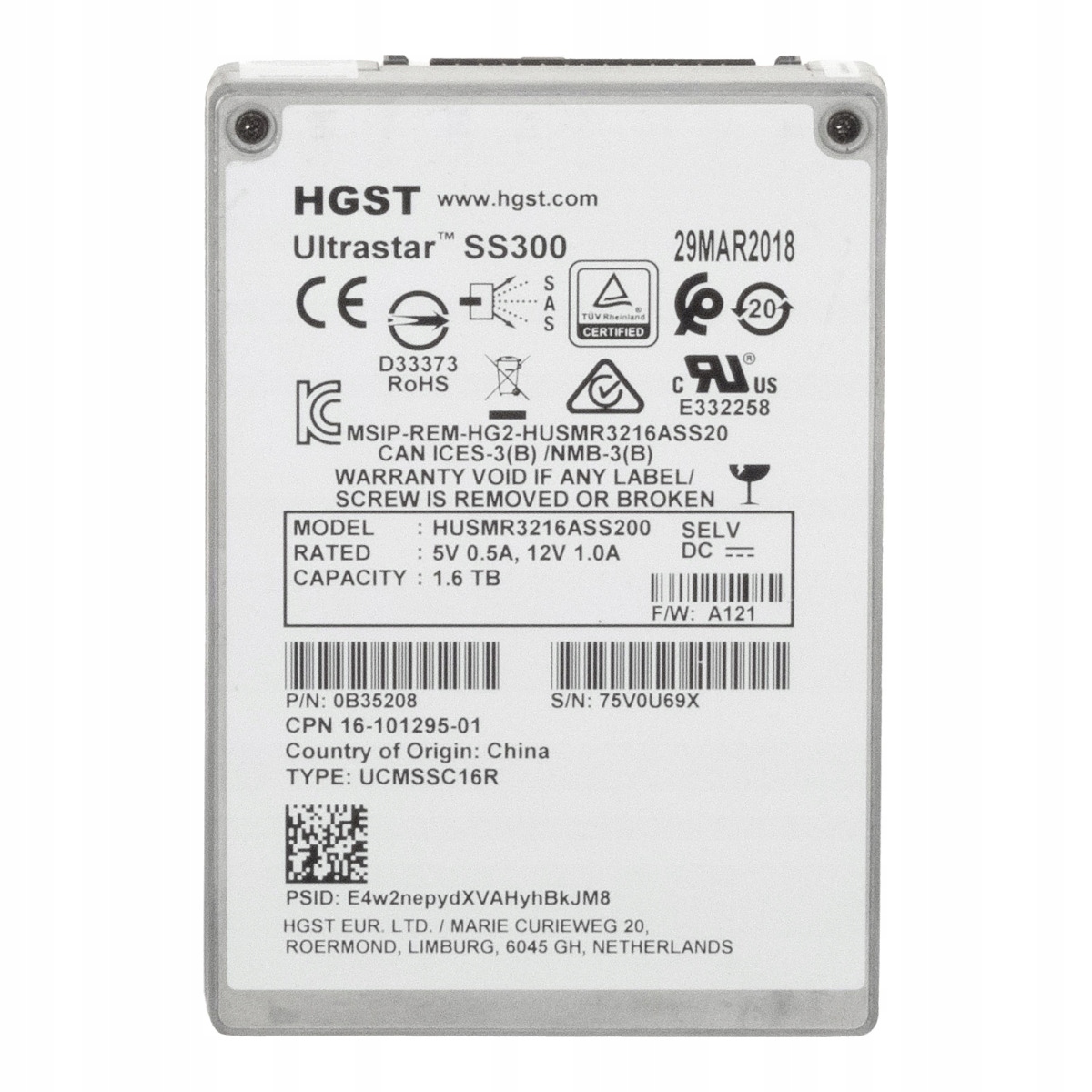 Cisco 16-101295-01 1.6TB MLC SAS-3 2.5'' HUSMR3216ASS200