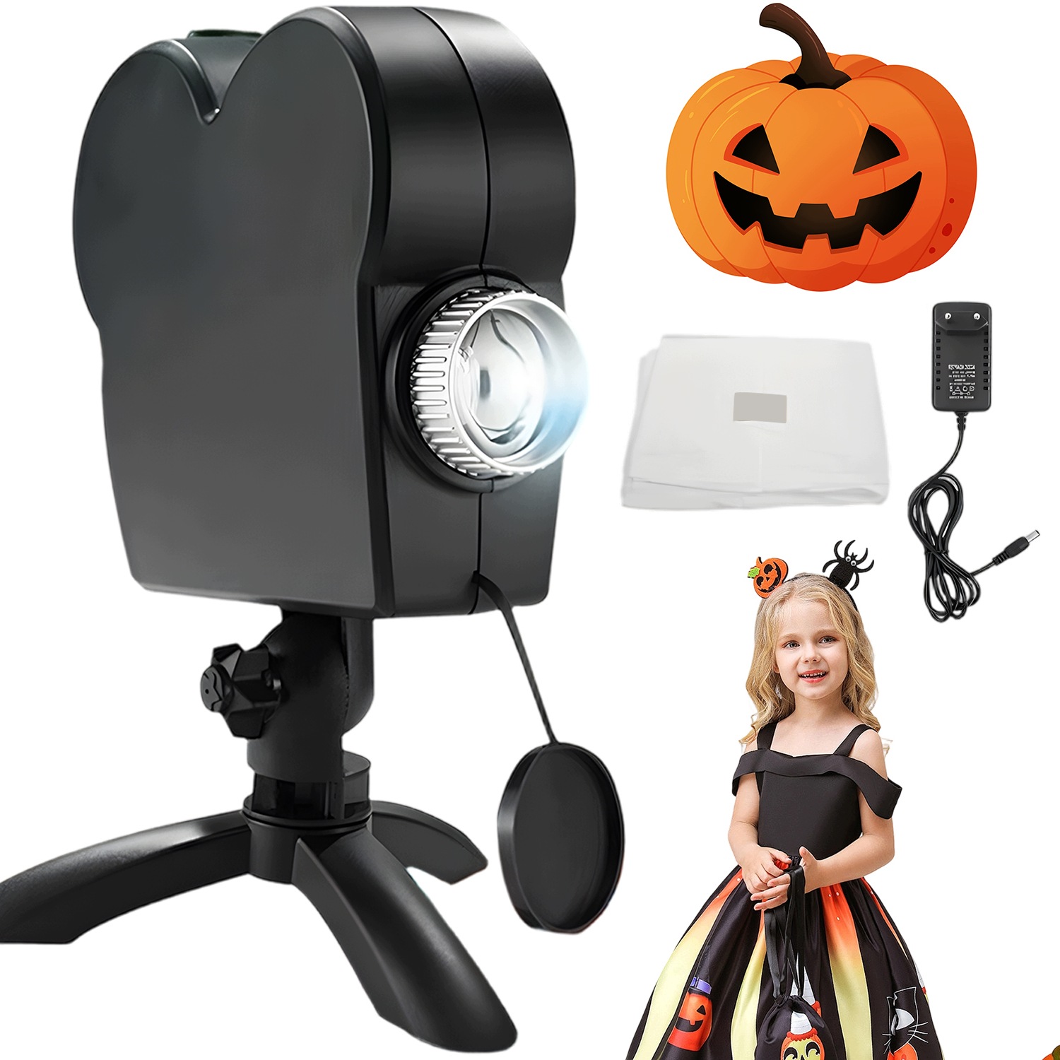 Laserový Projektor Halloween Vánoční Tichý Do Zahrady Černý Se Závěsem