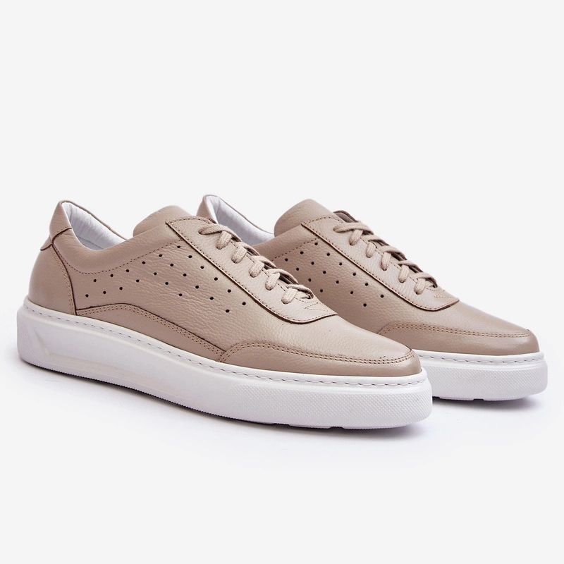 Pánská Sportovní Obuv Z Přírodní Kůže Zazoo 1544 Béžová 45