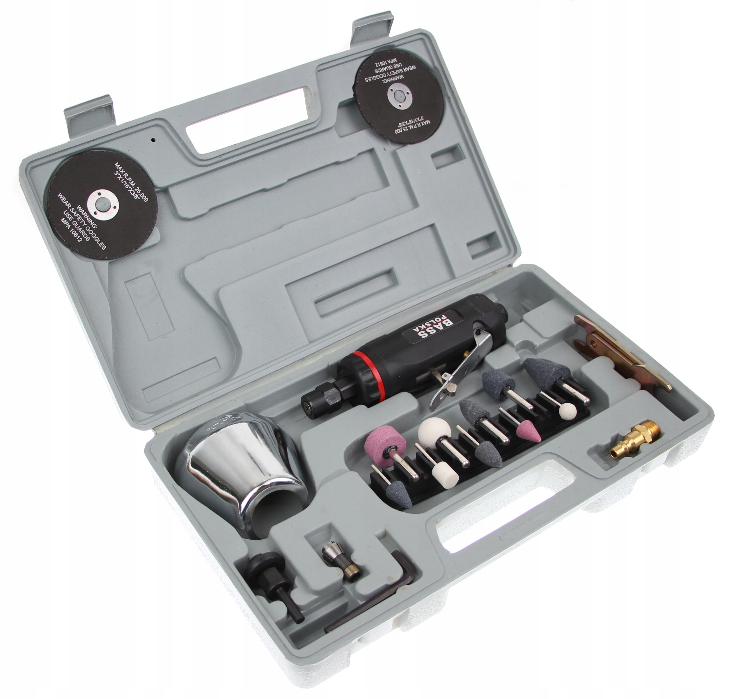 ПНЕВМАТИЧНА КУТОВА ШЛІФУВАЛЬНА МАШИНА BASS ПОЛЬСЬКИЙ КОМПЛЕКТ