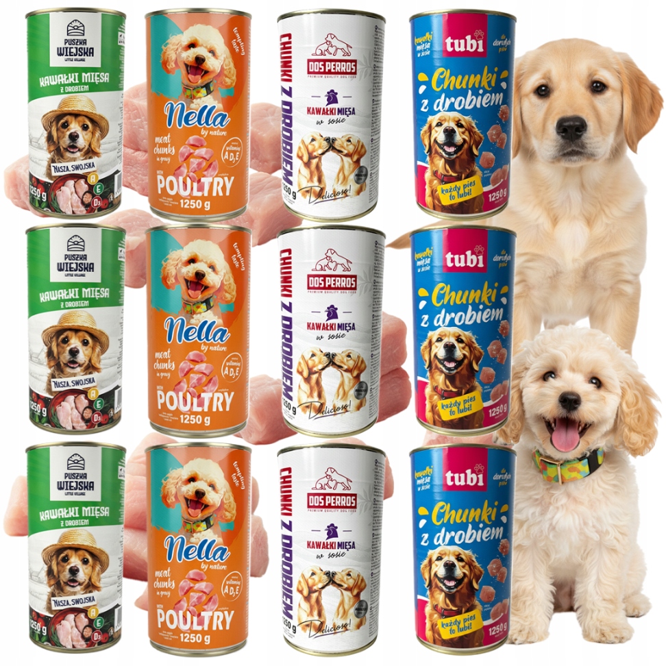 Levně Vlhké Krmivo Pro Psa Plechovka masové kousky s drůbežím masem MIX Marek 12x1250g