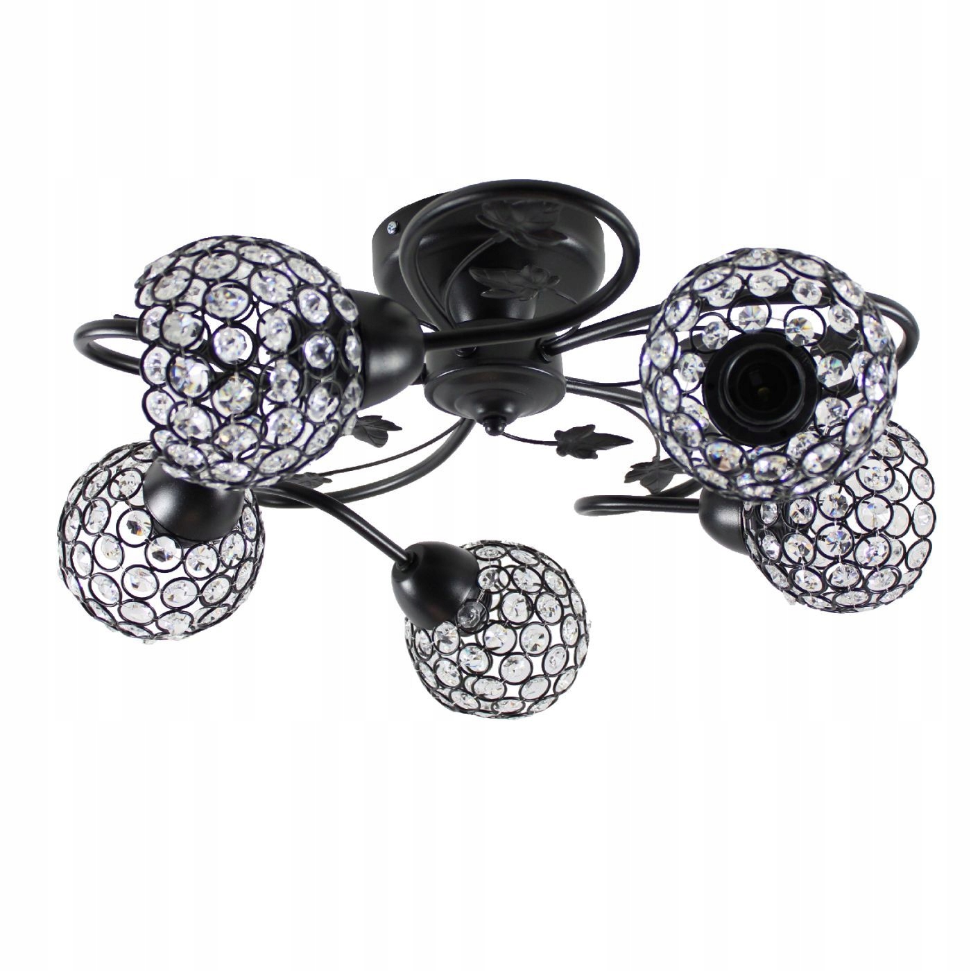 Żyrandol Lampa Wisząca Sufitowa Led Bella Black 5 kryształ plafon czarna