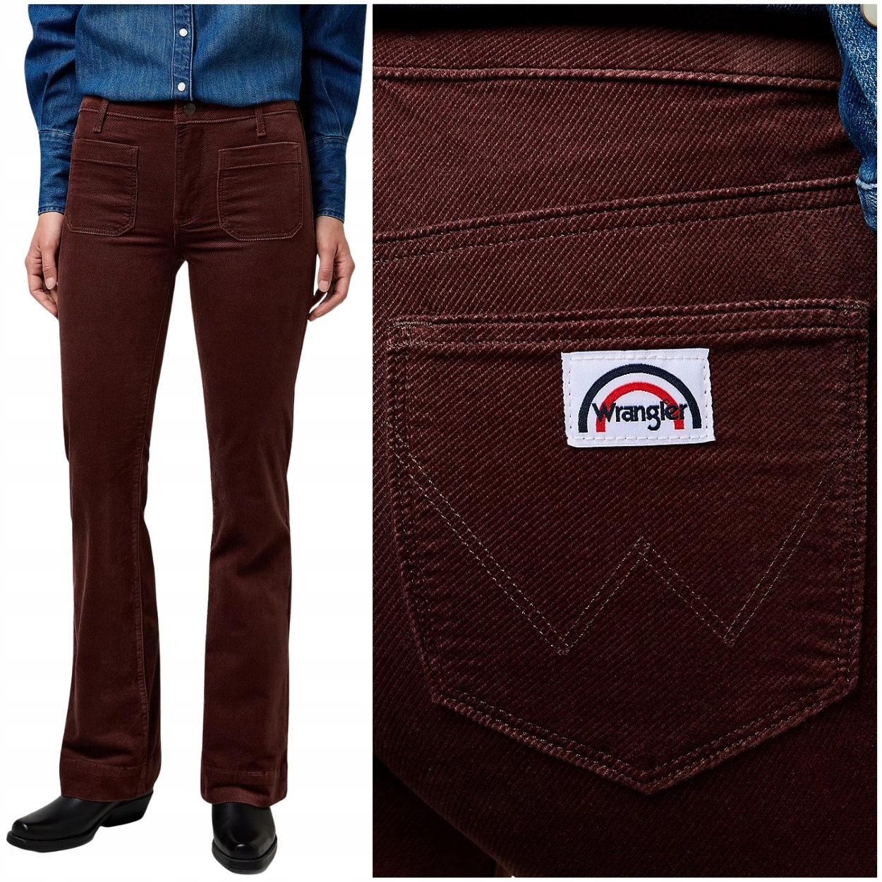 Wrangler Flare dámské látkové bavlněné zvonové kalhoty W26 L32