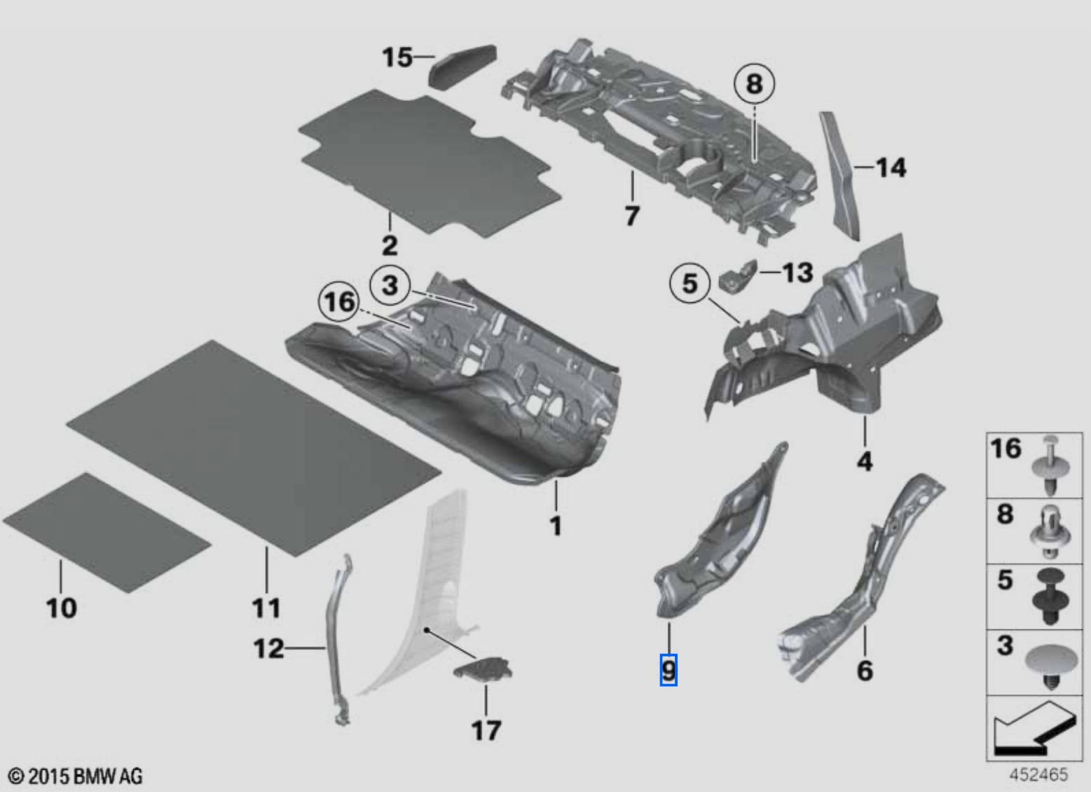 51487263414 Osłona przeciwdźwiękowa Izolacja akustyczna BMW 3' F30 Numer katalogowy części 51487263414