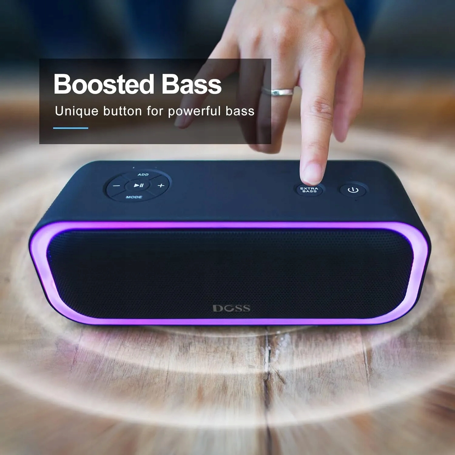 Přenosný Bluetooth reproduktor 20W Doss Led světla, modrá barva