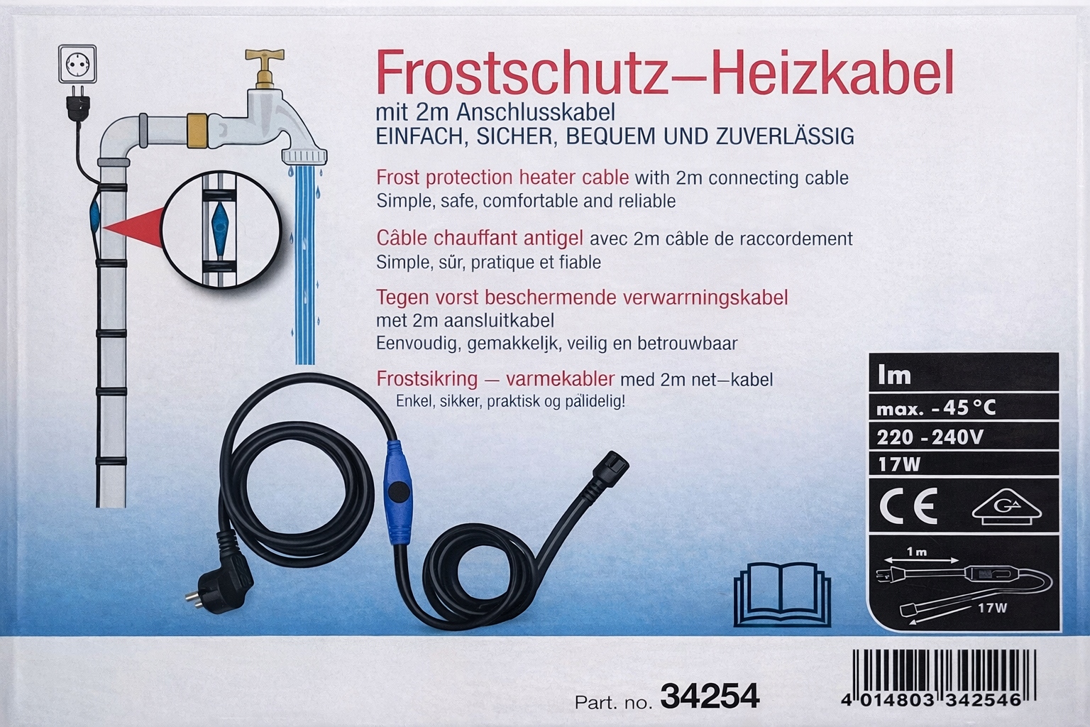 Topný Kabel 1 m s termostatem 17 W