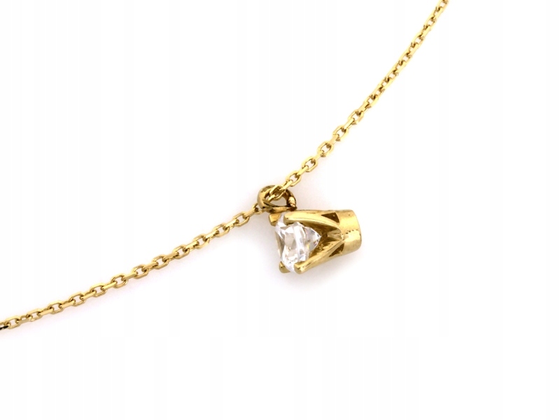 Zlatý náhrdelník 585 s celebritním zirkonem r45 na řetízku jako dárek 14k