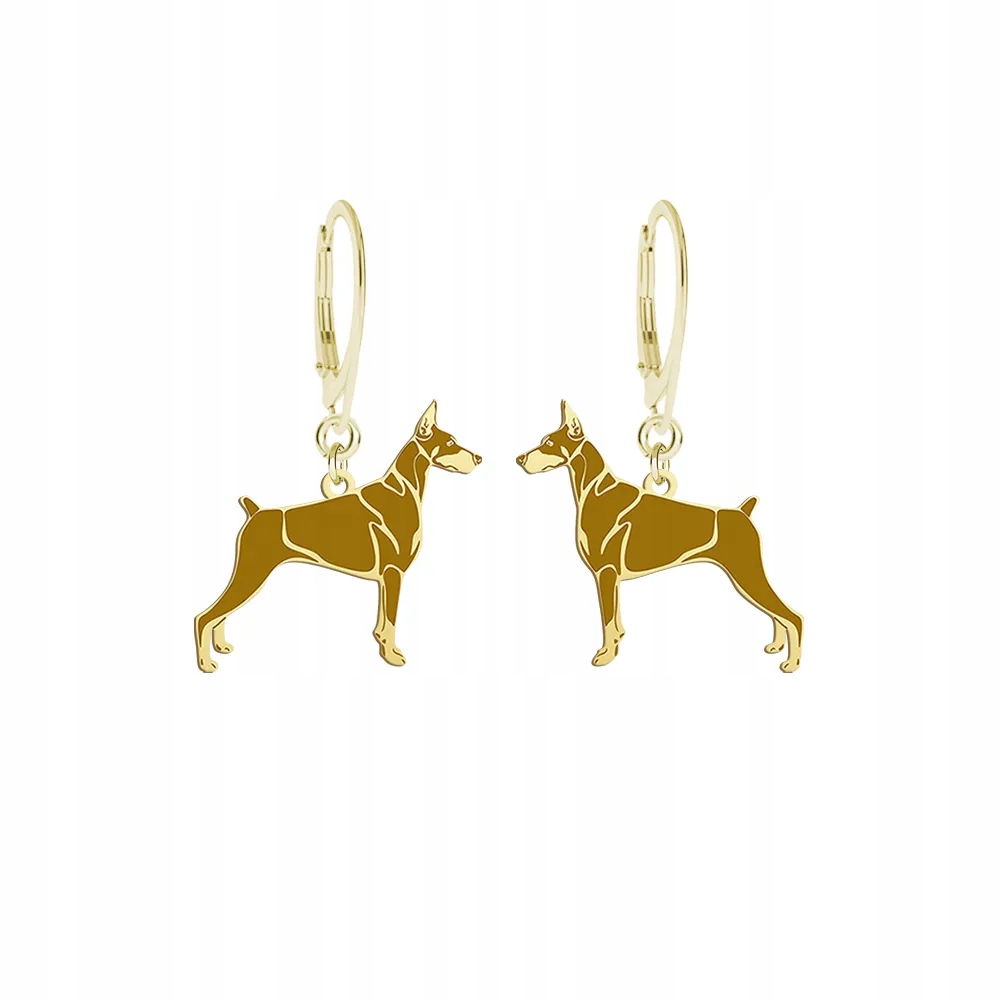 Náušnice Zlaté se psem Dobermanem 925 Bigiel Dedikace Gravírování Bonus