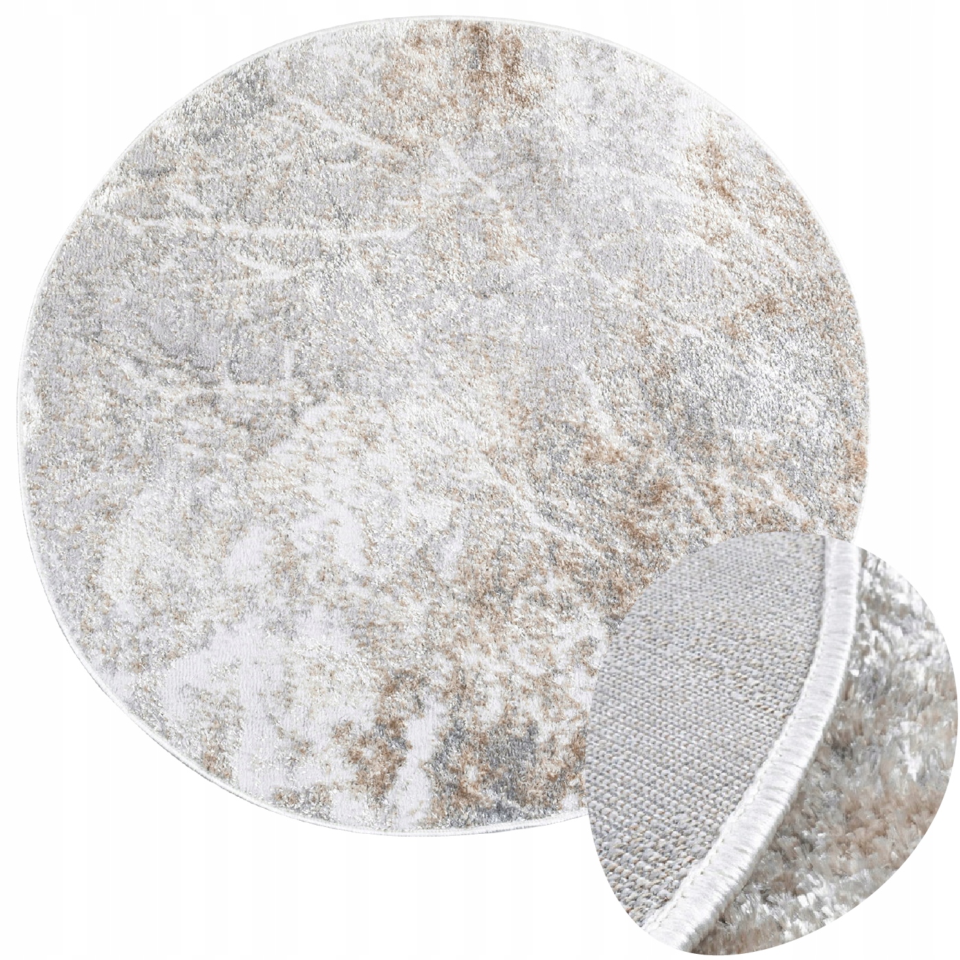 Koberec 120 kulatý Moderní Měkký Benátky Mramor šedý Univerzální