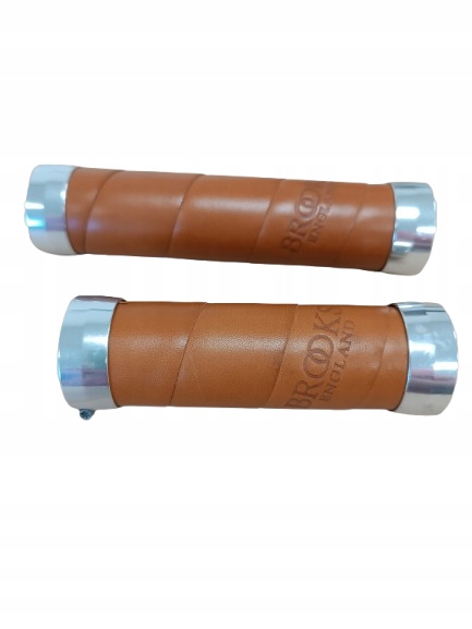 Kožené úchytky Brooks Leather Grips se zátkou 130/100 mm objímka hnědá