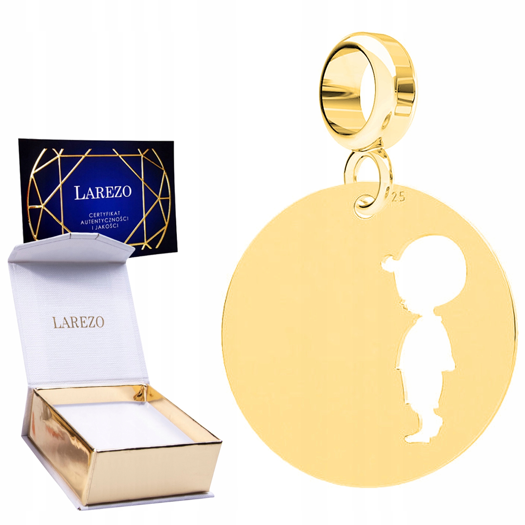 Charms Zlatý Závěsný s rodinou Plech Chlapec Rodina Stříbro 925