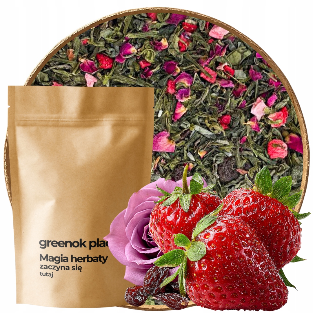 Levně Čaj zelený Jahody V Šampaňském 1000 g jahoda růže levandule