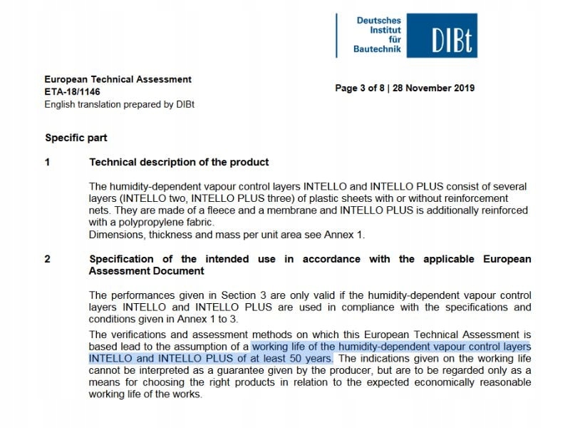 Aktywna paroizolacja folia Intello Plus 75m² Grubość 0.4 mm