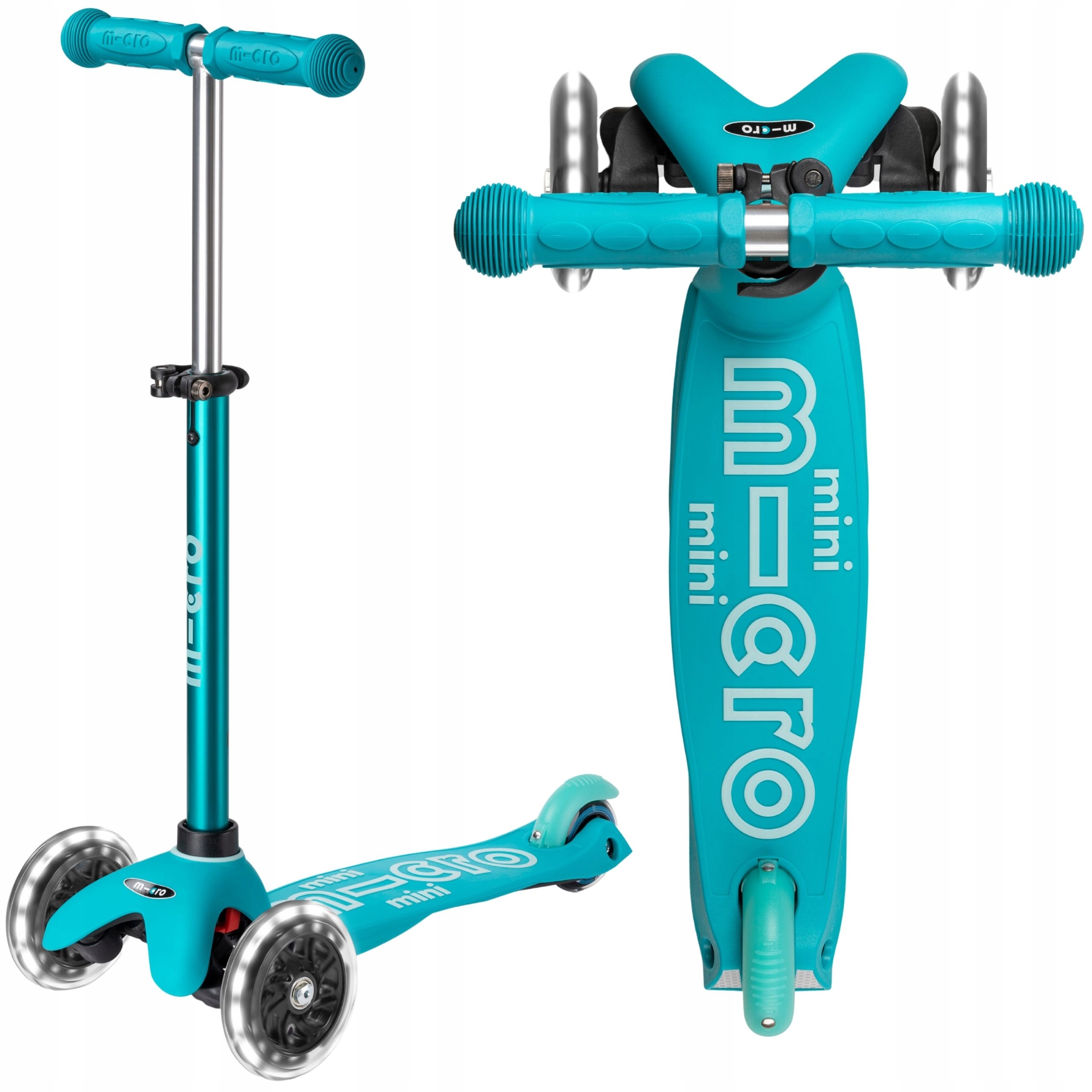 Hulajnoga Trójkołowa dla Dzieci Micro Mini Deluxe z Kołami Led Turkusowa