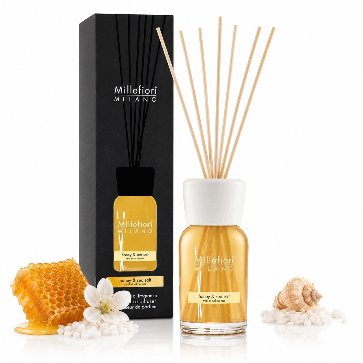 Sladko-slaná vůně Millefiori Milano difuzér s tyčinkami 100 ml Honey