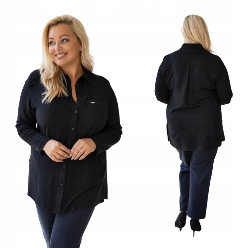 Klasická elegantní košile Sandra s jednoduchým střihem, černá barva, velikost 54