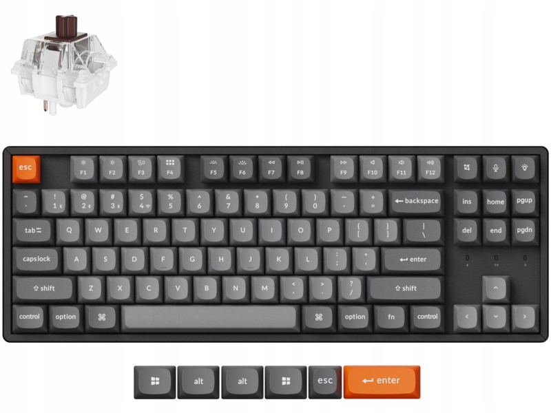 Klawiatura Keychron K8 Max Qmk Wireless Brown Switch Czarno-szary