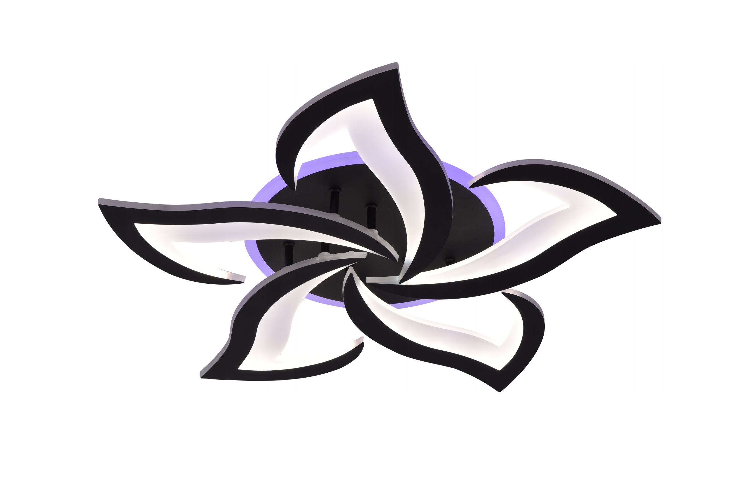 Lampa Sufitowa Rgb Kwiat Lotosu Do Sypialni Czarna Żyrandol Led Z Pilotem