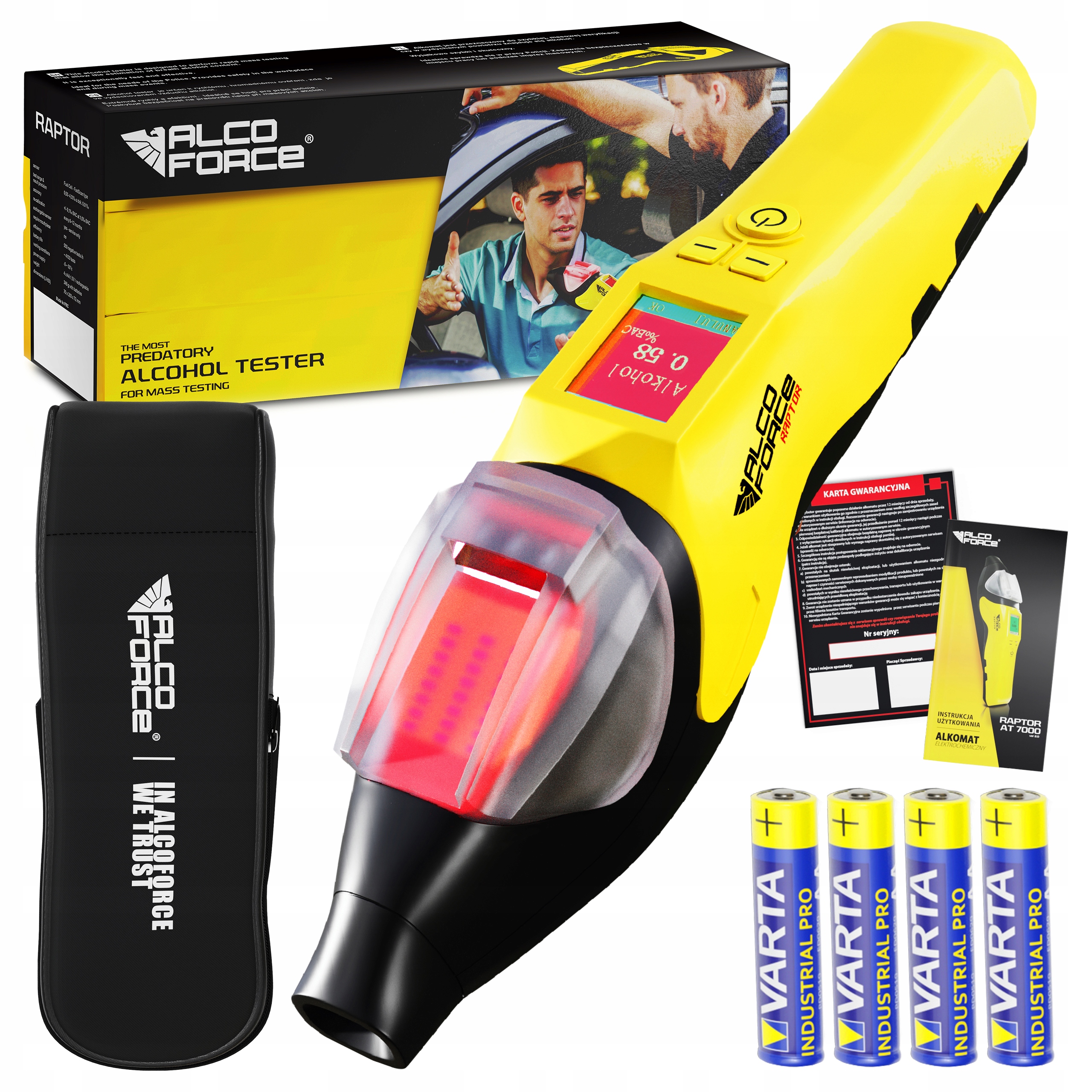 Алкотестер AlcoForce Raptor желтый