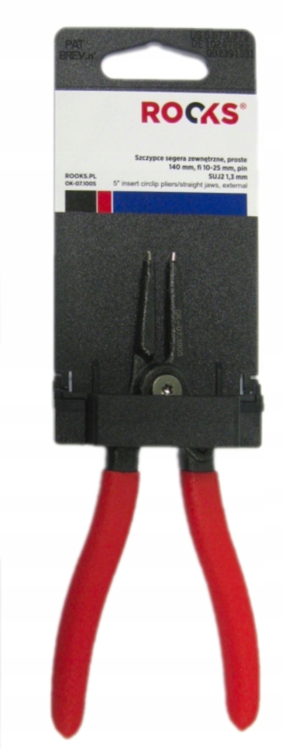 SZCZYPCE SEGERA ZEWNĘTRZNE, PROSTE 140 MM, FI 10-25 MM, PIN SUJ2 1,3 MM