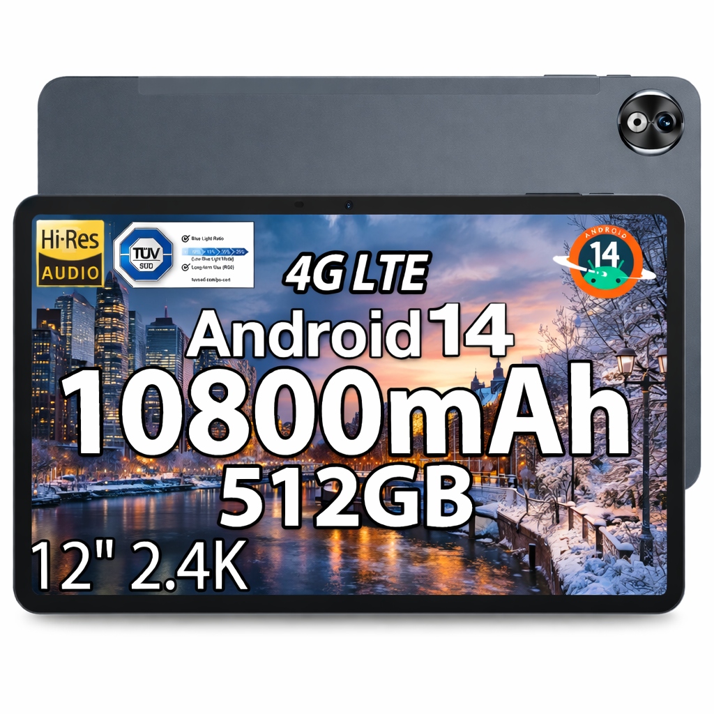 Doogee T40Pro Tablet 12" 10800mAh 20GB+512GB 2.4K 4G LTE/OTG/16MP Android 14