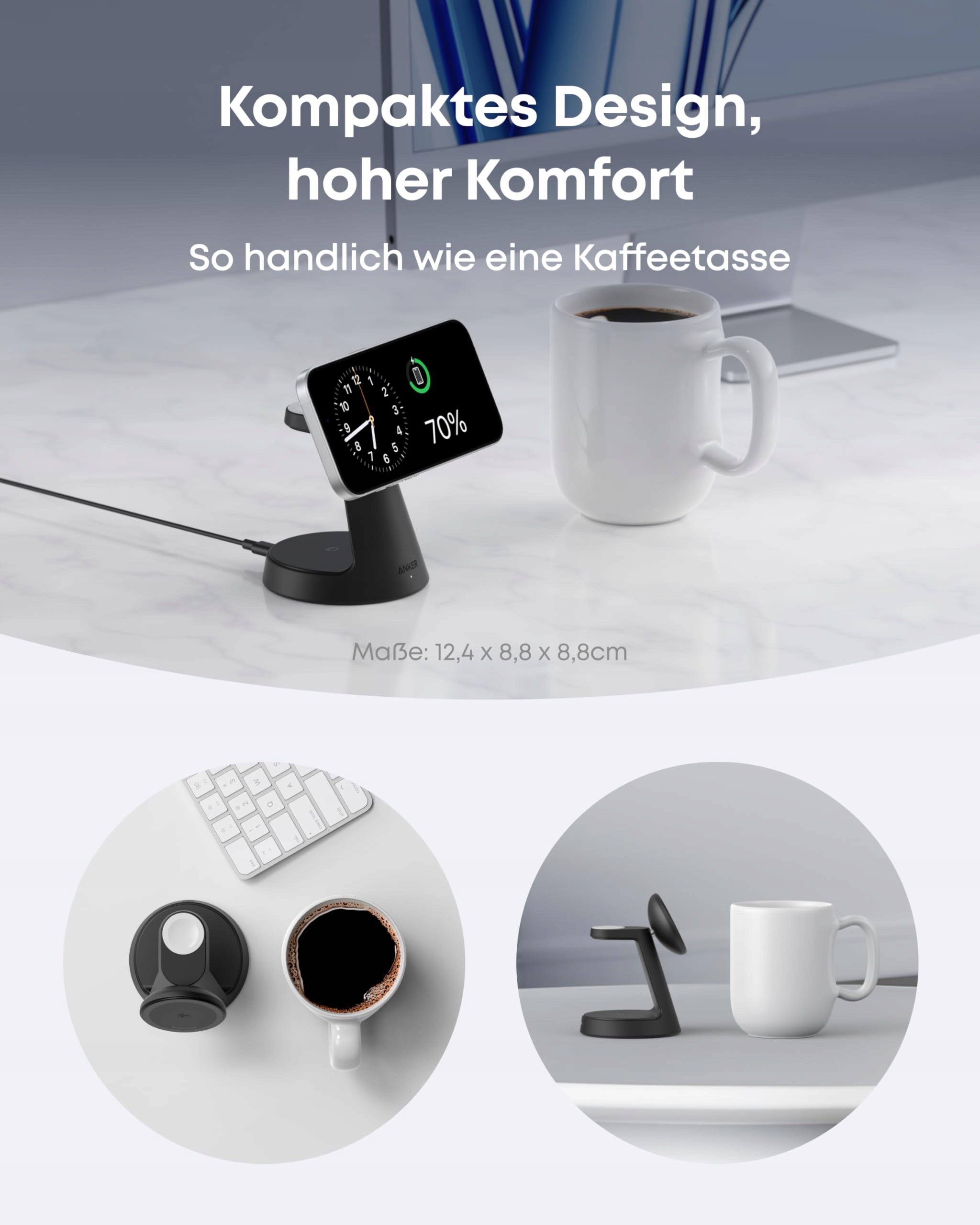 ANKER MagGo 3w1 Ładowarka MagSafe iPhone Apple Watch AirPods Pro Qi2 — miniatura 4