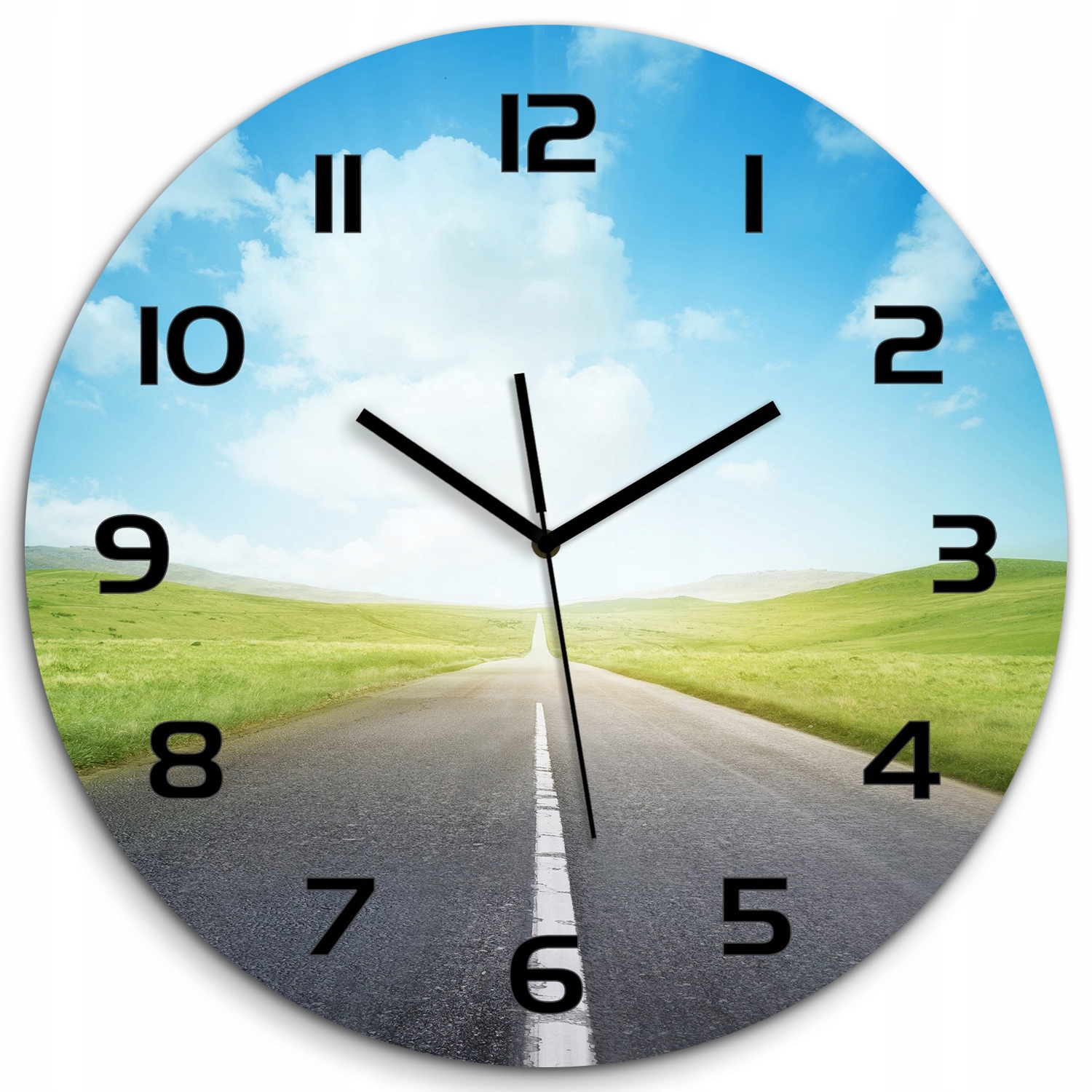 

Duży szklany zegar ścienny Droga przez łąkę fi 60