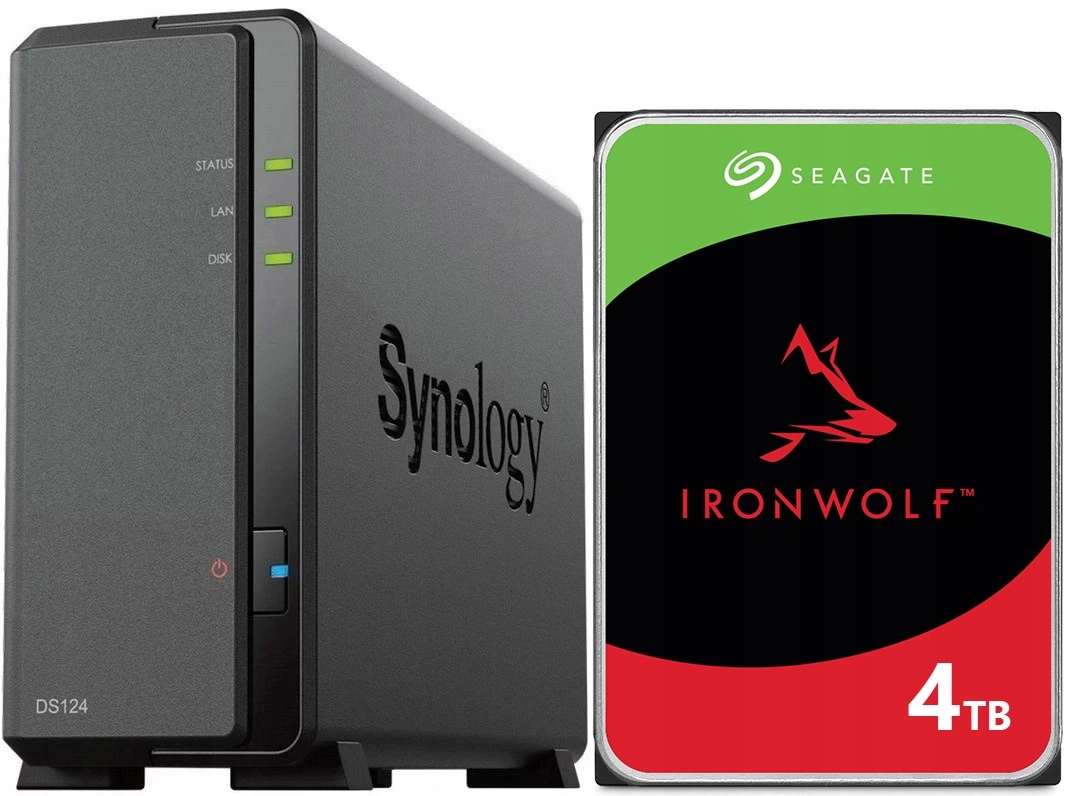 Nas server Synology DiskStation DS124 s 4TB diskem Seagate IronWolf