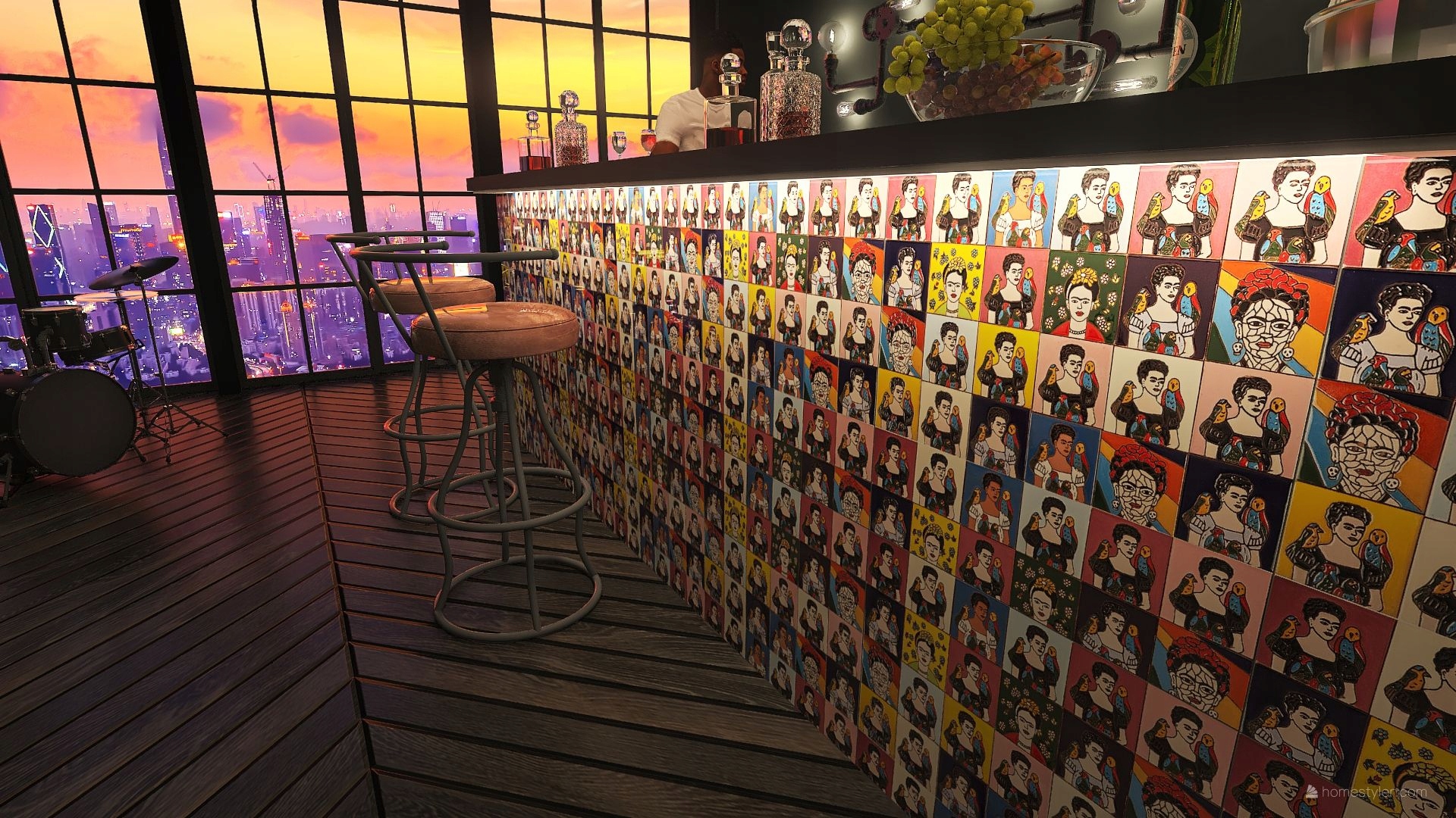 Płytki Ścienne 10x10 Dekoracyjne Frida Kahlo Meksykański patchwork - Fridas Marka Cerames