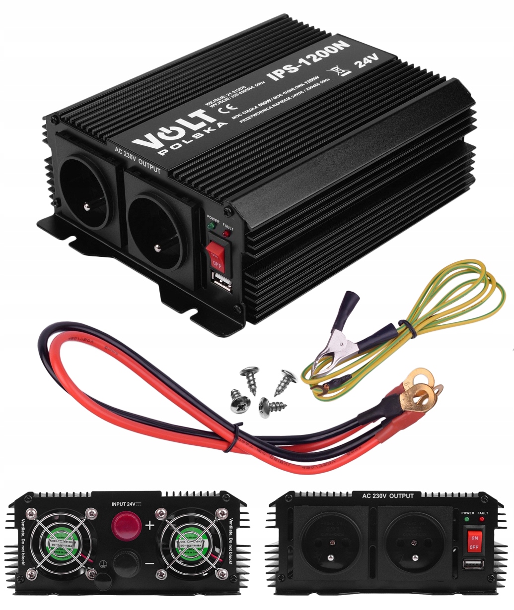 

Przetwornica 24V 230V 800/1200W Usb Volt Tir