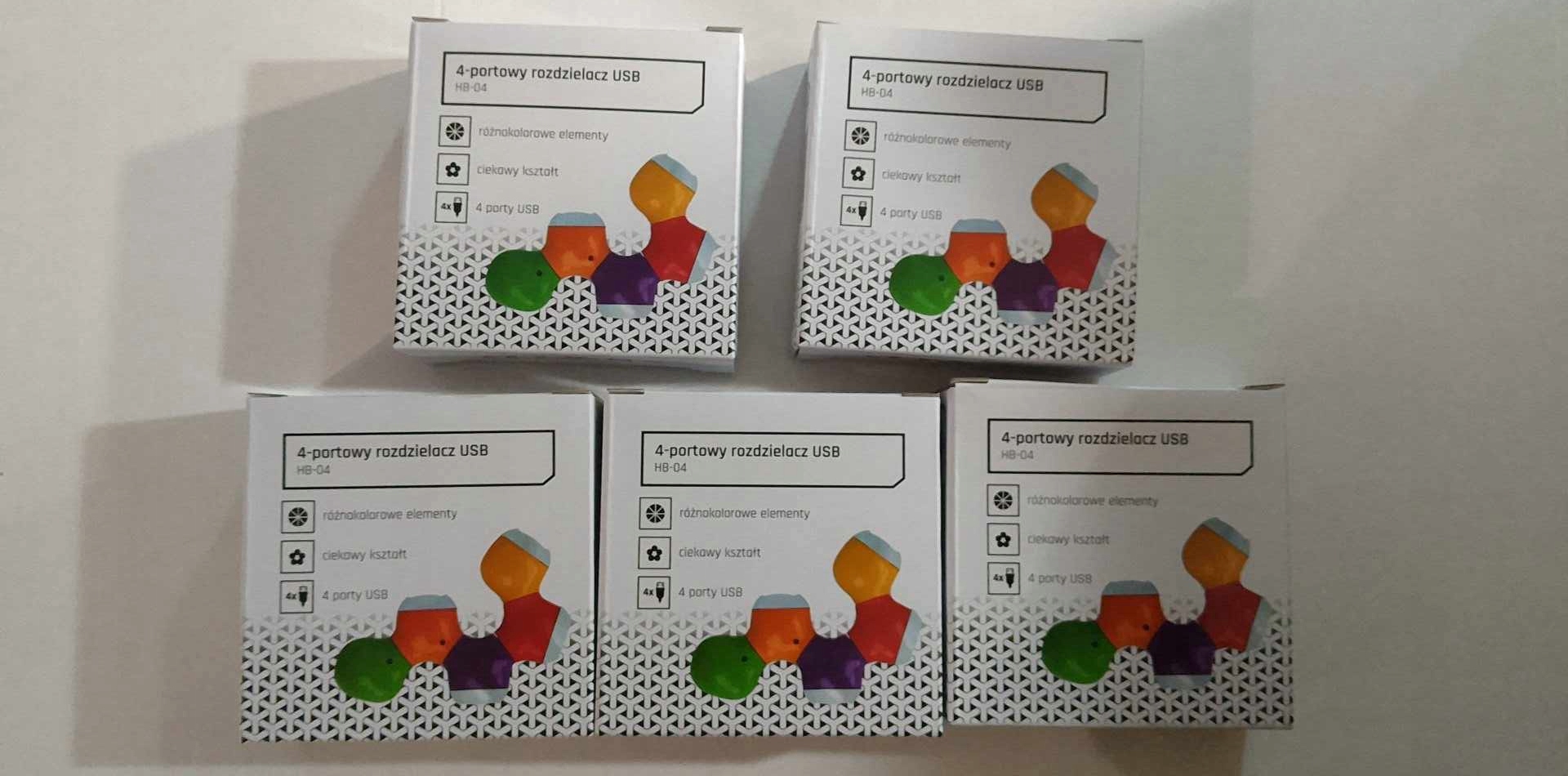 Rozdzielacz Usb Hub 4-portowy Obrotowy Kolorowy zestaw 5 szt