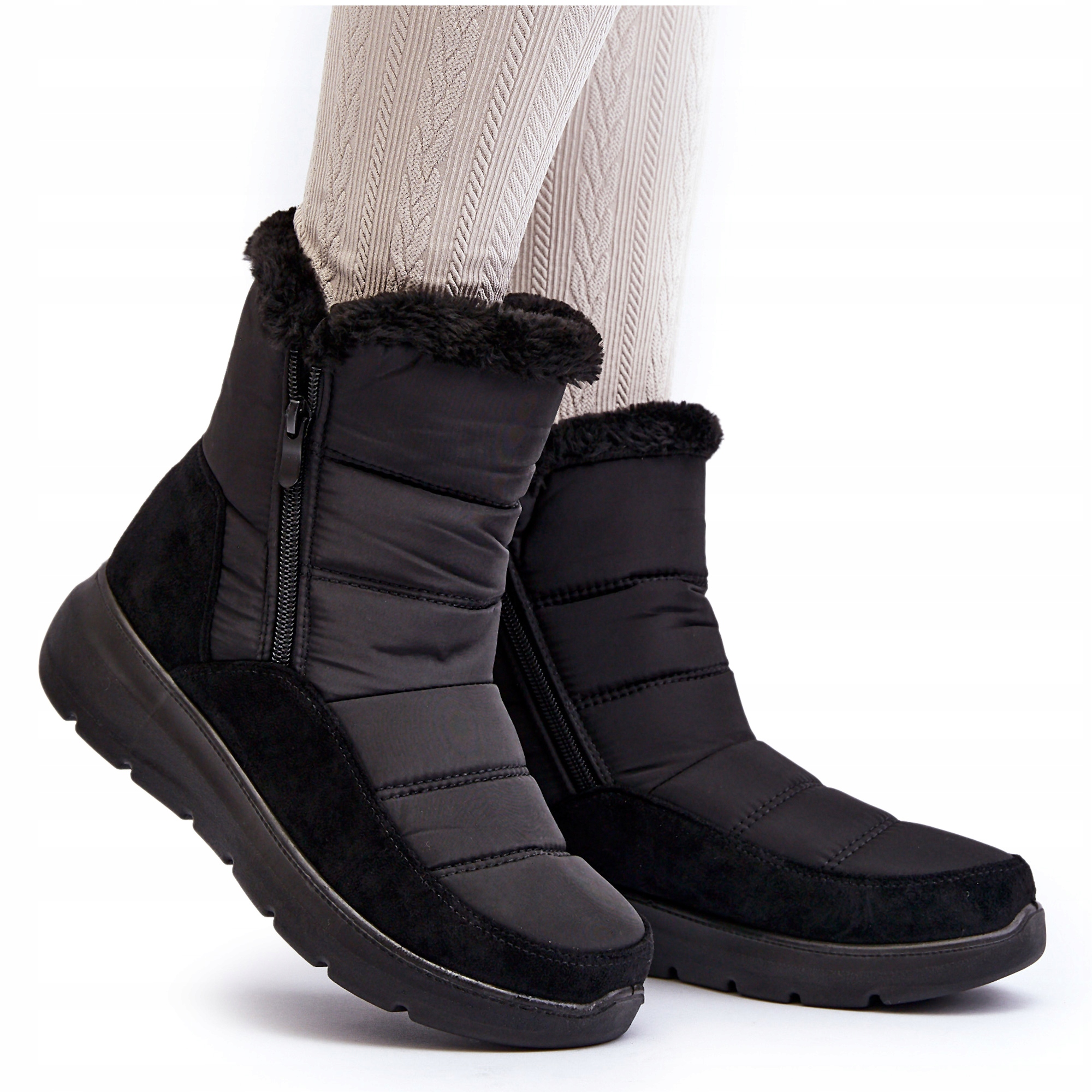 ŚNIEGOWCE DAMSKIE OCIEPLANE FUTERKIEM CZARNE 40