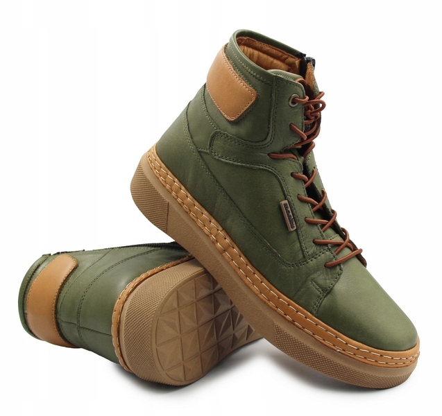 Zelené dámské zateplené boty z přírodní kůže Manitu 990354-07 40